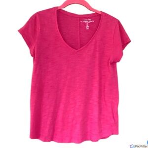 Gap Womens Pink Cotton Slub V Neck T Shirt, S